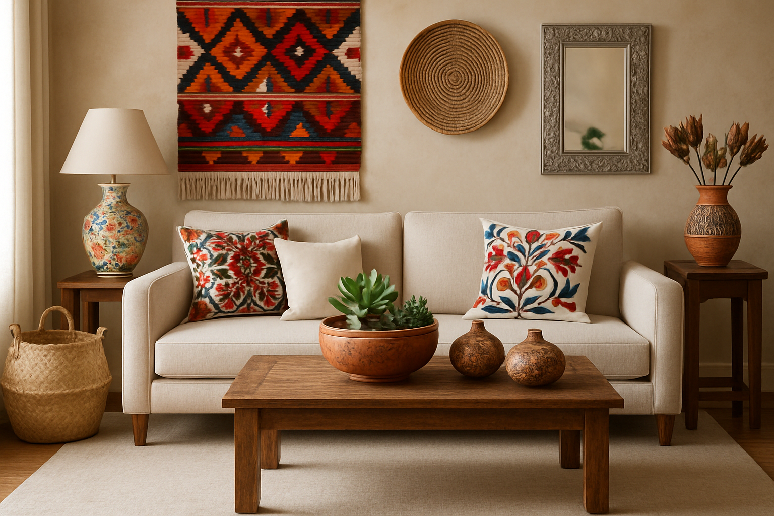 Decoración de una sala con decoración artesanal mexicana elegante con piezas hechas a mano estn marcando tendencia en interiores contemporneos combinand