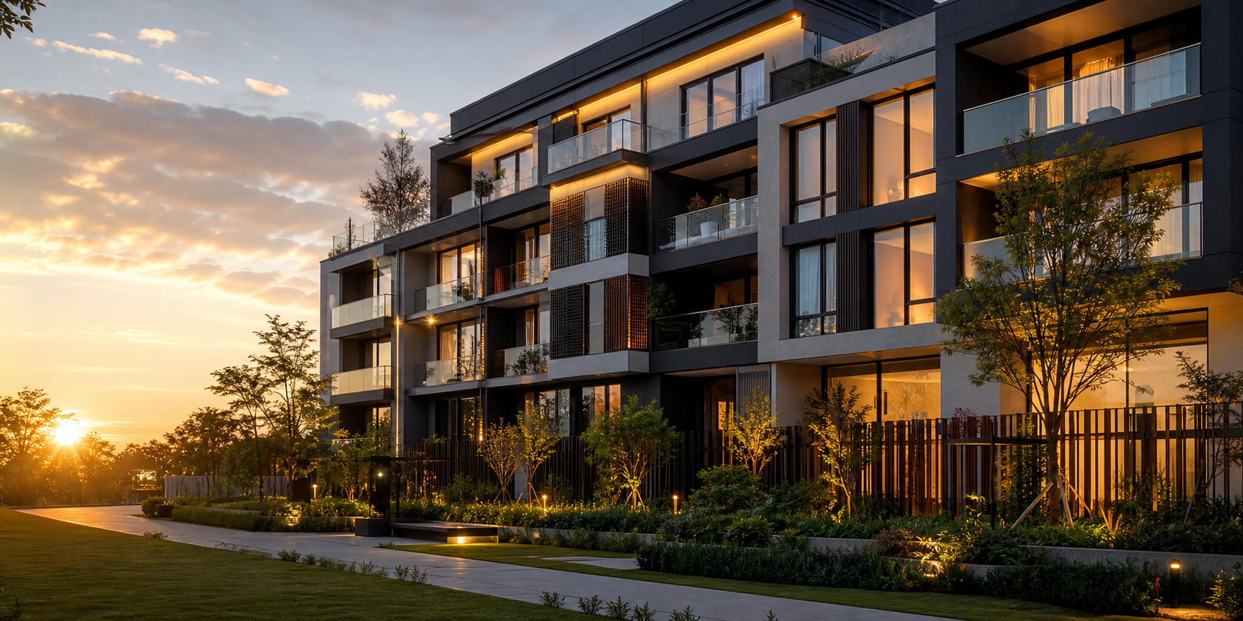 Luxury Apartment Complex at Dusk-1