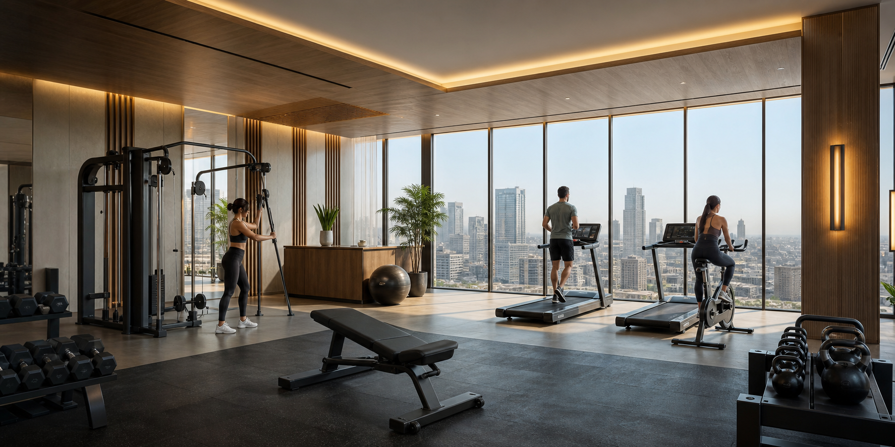 Luxury Residential Gym with Panoramic City Views