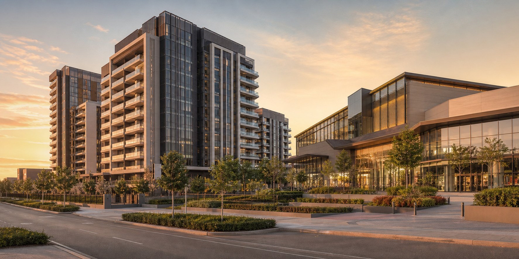 Modern Residential Complex Adjacent to Sleek Mall