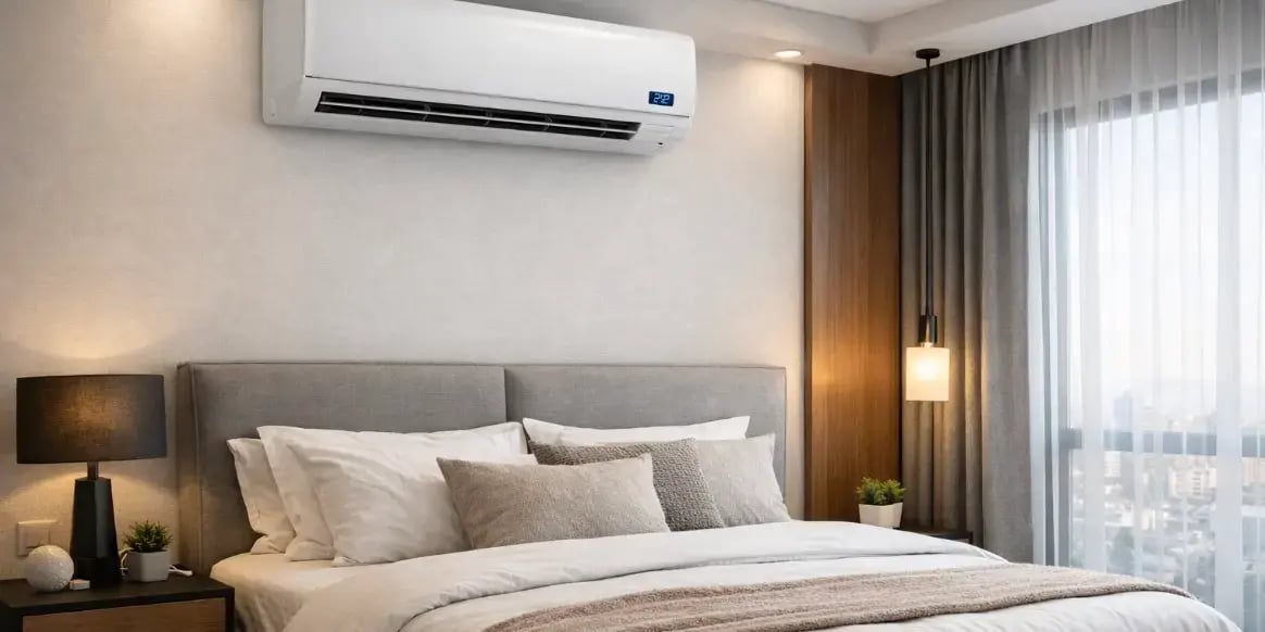 Aire acondicionado en la recamara de un departamento moderno