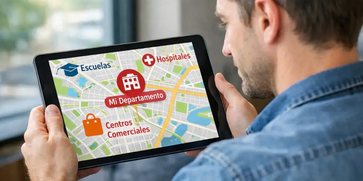 Hombre Ver ubicacion Departamento Escuelas Hospitales Centros Comerciales