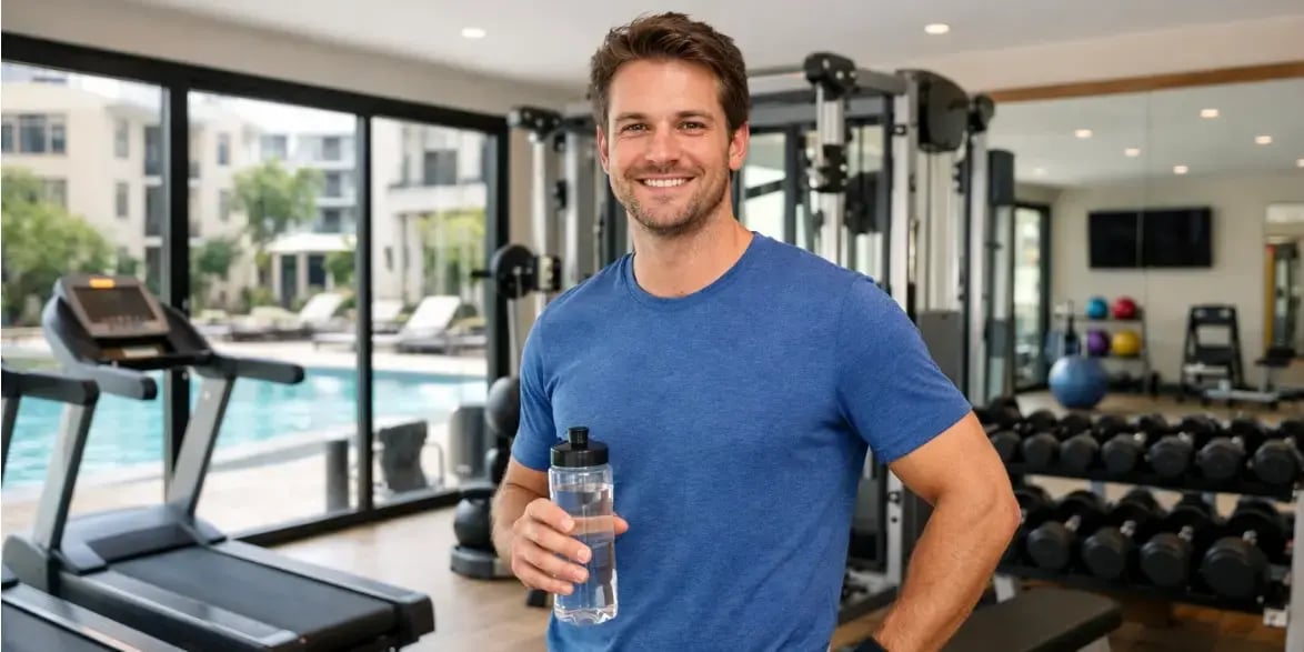 Hombre en Gimnasio de Desarrollo Residencial