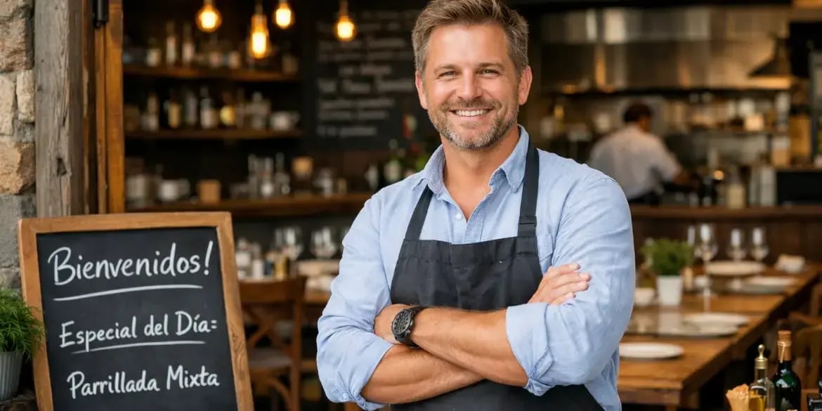 Hombre que puso un restaurante de negocio propio