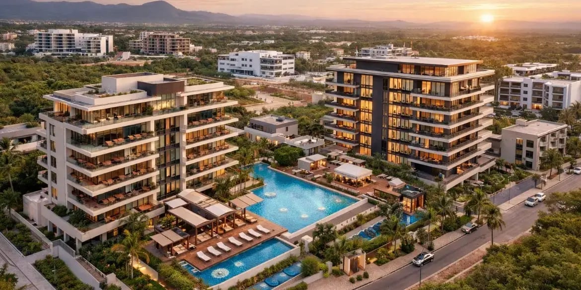 Imagen de departamentos exclusivos dentro de una zona en crecimiento