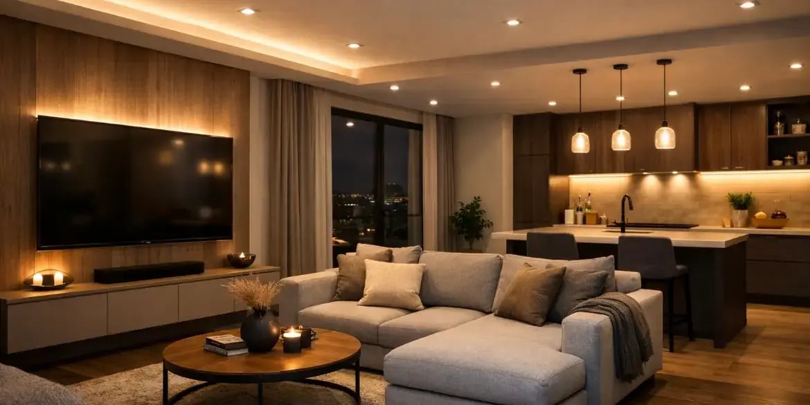 Un departamento moderno con iluminacin inteligente