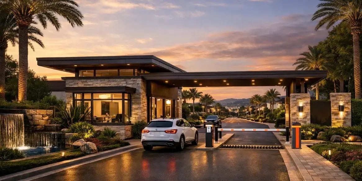 acceso controlado de un desarrollo residencial de lujo