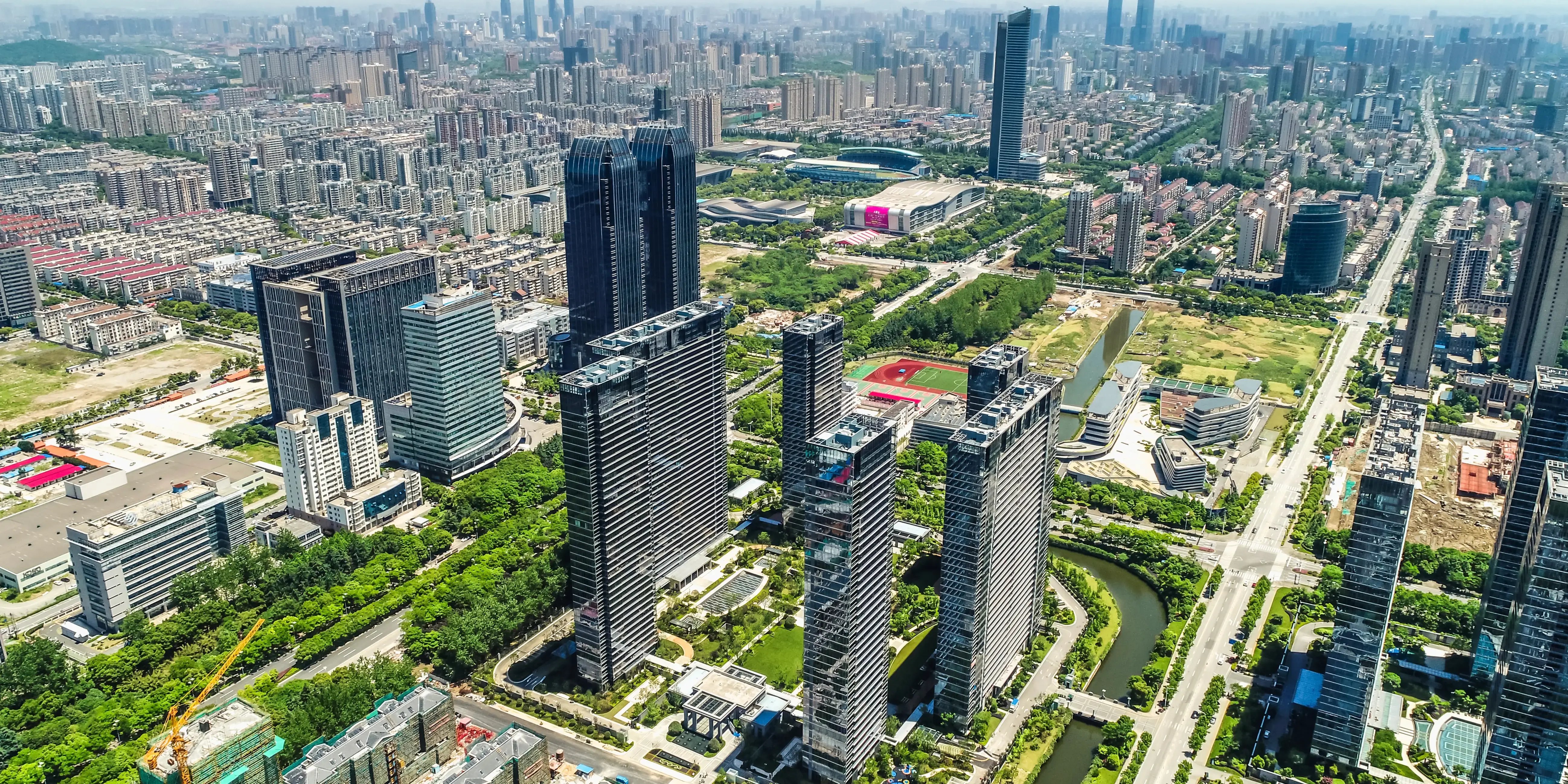 Ciudad con edificios. Comunidad planeada