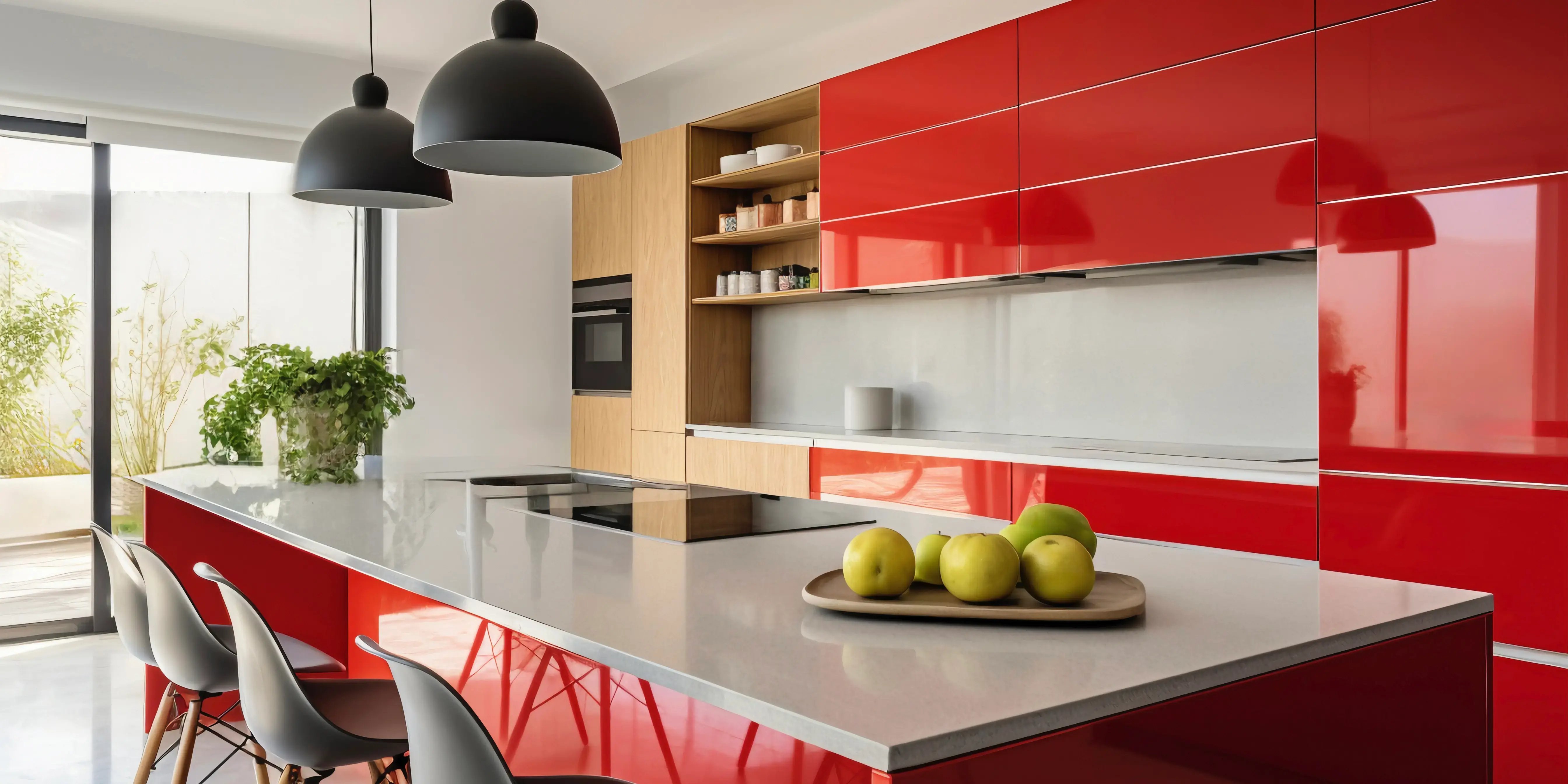 Cocina. Color rojo en interiores